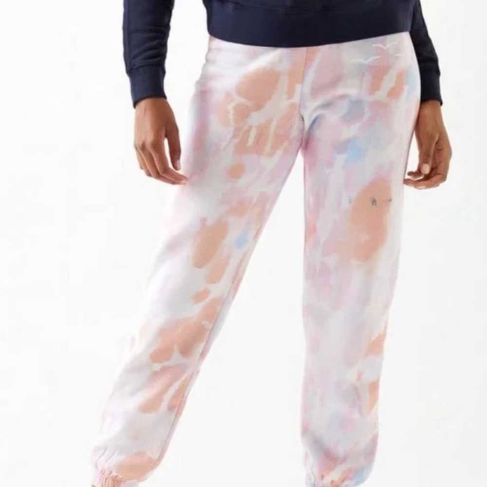 Lazypants Pink Orange Tie  Dye Elastic Waistband Sweatpants straight leg XL
